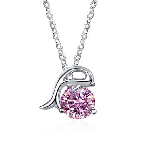 HVBIHRJIP Accessoires 1 d Farbe Blaues Grün rosa Moissanit anheizt Halsketten für Frauen Delphin Frauen Halsketten - Valentinstag Geburtstag von HVBIHRJIP