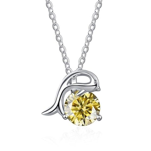 HVBIHRJIP Accessoires 1 d Farbe Blaues Grün rosa Moissanit anheizt Halsketten für Frauen Delphin Frauen Halsketten - Valentinstag Geburtstag von HVBIHRJIP