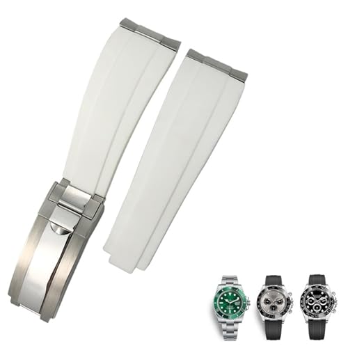 HVBIHRJIP Metall Link Gummi Uhrenband gebogenes Ende 20mm Sportgurt für GMT Watch Yacht Master Mode Green Belt von HVBIHRJIP