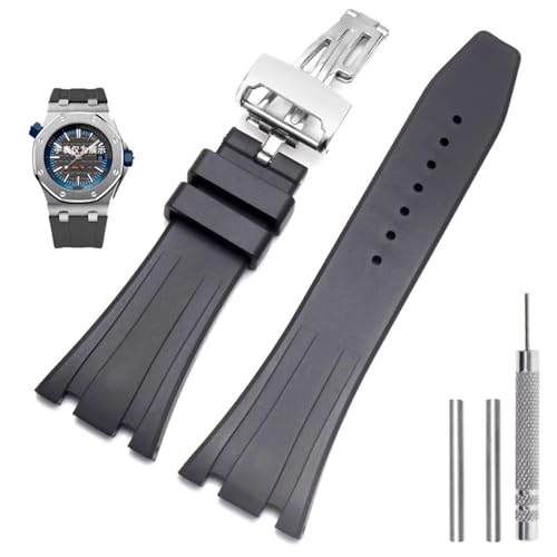 HVBIHRJIP Silicon Watch -Gurte 26mm 27mm Uhrenband für AP 15400 15202 15500 15703 26470so Royal Oak Offshore Herren Sportgummi -Gummi -Armband von HVBIHRJIP