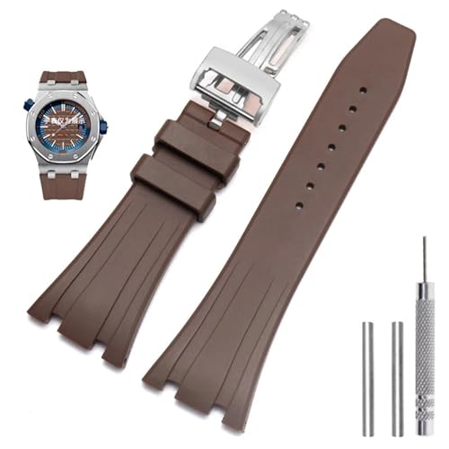 HVBIHRJIP Silicon Watch -Gurte 26mm 27mm Uhrenband für AP 15400 15202 15500 15703 26470so Royal Oak Offshore Herren Sportgummi -Gummi -Armband von HVBIHRJIP