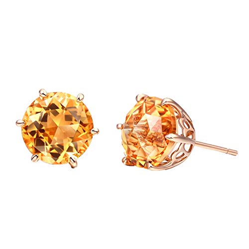 HVBIHRJIP Women 18K Ring Yellow Round Shape 6.75 ct Citrine Wedding Engagement Ring von HVBIHRJIP