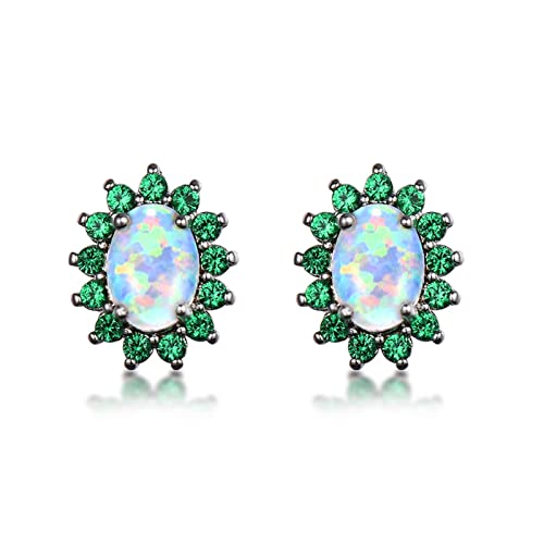 Sparkling Earrings White Plated Rose Cut Brilliant Diamond Halo Stud for Wen Prise Wedding Valentines Jewelry von HVBIHRJIP