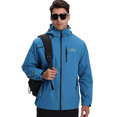 HVECZIXP Regenjacke Herren Leicht Wasserdicht Rain Windbreaker Kapuze Windjacke Unisex für Wandern Reisen Camping Outdoor von HVECZIXP