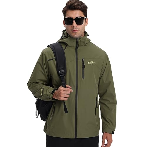 HVECZIXP Regenjacke Herren Leicht Wasserdicht Rain Windbreaker Windjacke für Wandern Reisen Camping Outdoor von HVECZIXP