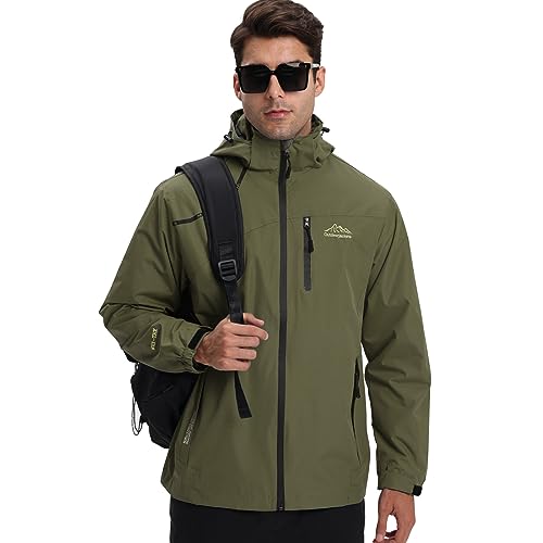 HVECZIXP Regenjacke Herren Leicht Wasserdicht Rain Windbreaker Kapuze Windjacke Unisex für Wandern Reisen Camping Outdoor von HVECZIXP
