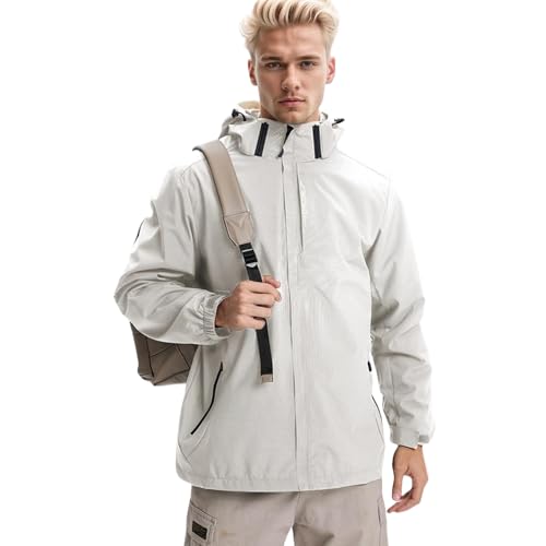 HVECZIXP Regenjacke Herren Leicht Wasserdicht Rain Windbreaker Windjacke für Wandern Reisen Camping Outdoor von HVECZIXP