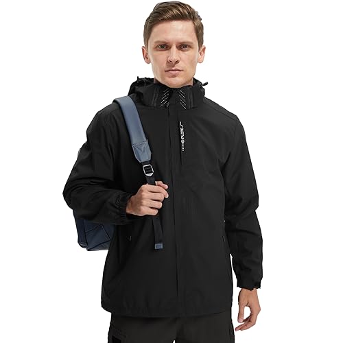 HVECZIXP Regenjacke Herren Leicht Wasserdicht Rain Windbreaker Windjacke für Wandern Reisen Camping Outdoor von HVECZIXP