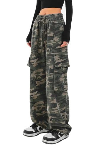 HVEPUO Camouflage Hose Damen Cargohose Cargo Jeans Casual Trousers Flecktarn Hose Camouflage S von HVEPUO