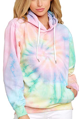 HVEPUO Herbst Mode Batik Hoodie Damen Coole Sachen Für Teenager Mädchen Basic Casual Kapuzenpullover Aesthetic Tie Dye Kordel Für Hoddies Frauen Kawaii Outdoor Dream Hoodie Green Grün XXL von HVEPUO