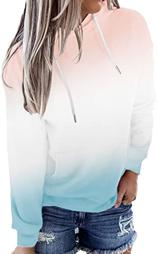 HVEPUO Pullover Damen Herbst Hoddies/Pullies Sweater Sweatshirt Hoodies für Teenager Mädchen mit Kapuze Kaputzenpuloverer Elegant Rosa Weißer Blau XXL von HVEPUO