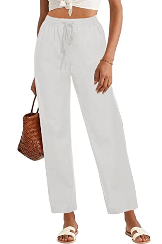 HVEPUO Sommerhose Damen Leicht WeißE Hose Weisse Hosen Damenhosen Weit Geschnitten Weib XXL von HVEPUO