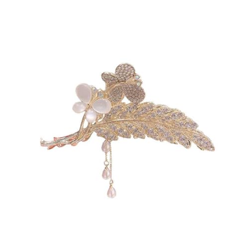 HVSEAni Glitzernde Strass-Haarspange mit Schmetterling, Weizenquaste, exquisiter Damen-Haarschmuck, Metall-Haarklammer, Quasten-Haarspangen für Damen, Gold HVSEAni Glitzernde Strass-Haarspange mit Schmetterling, Weizenquaste, exquisiter Damen-Haarschmuck, Metall-Haarklammer, Quasten-Haarspangen für Damen, Gold von HVSEAni