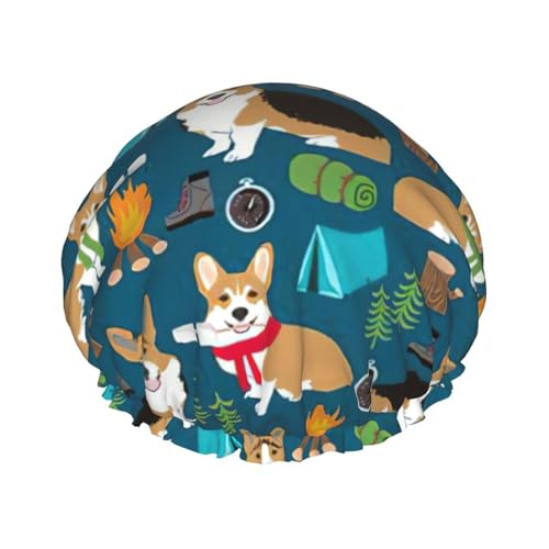 Corgi Duschhaube für Damen und Herren, wiederverwendbar, leicht, weich, mit elastischem Band von HVTTIOR