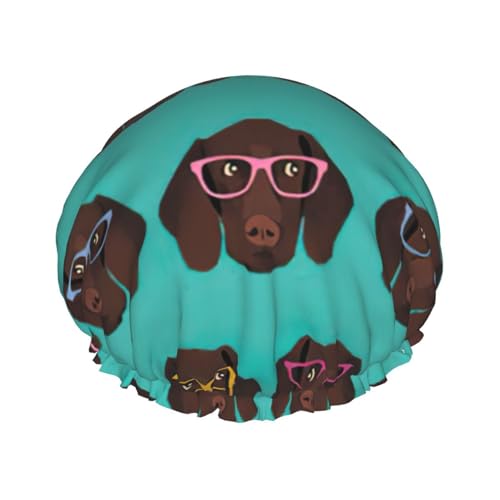 Deutsch Kurzhaar Zeiger in Brille Druck Duschhaube für Damen Herren Wiederverwendbare Leichte Weiche Badehaube mit Gummiband Deutsch Kurzhaar Zeiger in Brille Druck Duschhaube für Damen Herren Wiederverwendbare Leichte Weiche Badehaube mit Gummiband von HVTTIOR