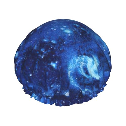 Duschhaube für Damen und Herren, Motiv: Weltraum, Galaxie, wiederverwendbar, leicht, weich, mit elastischem Band von HVTTIOR