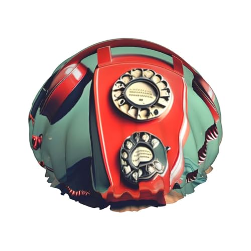 Duschhaube für Damen und Herren, Retro, London, Telefondruck, wiederverwendbar, leicht, weich, mit elastischem Band von HVTTIOR