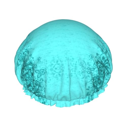 Duschhaube für Damen und Herren, wiederverwendbar, leicht, weich, mit elastischem Band, Blaugrün von HVTTIOR