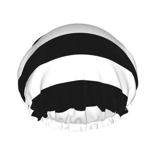 Duschhaube für Damen und Herren, wiederverwendbar, leicht, weich, mit elastischem Band, Schwarz / Weiß von HVTTIOR