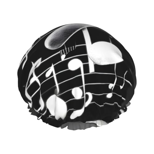 Duschhaube für Damen und Herren, wiederverwendbar, leicht, weich, mit elastischem Band, Schwarz / Weiß von HVTTIOR