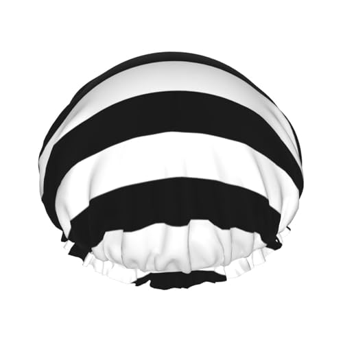 Duschhaube für Damen und Herren, wiederverwendbar, leicht, weich, mit elastischem Band, Schwarz / Weiß von HVTTIOR