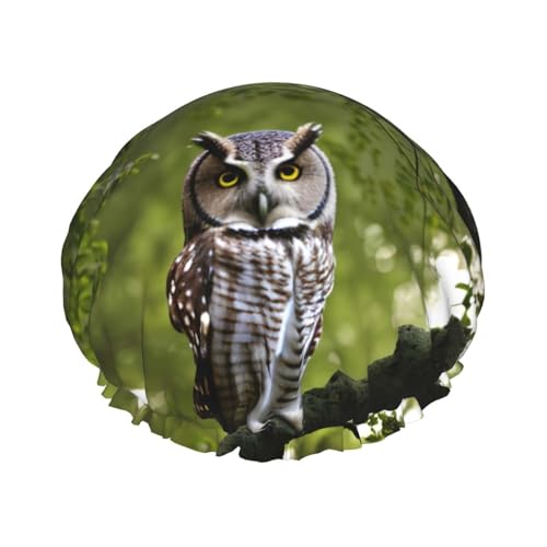 Duschhaube mit Eulen-Motiv, für Damen und Herren, wiederverwendbar, leicht, weich, mit elastischem Band von HVTTIOR
