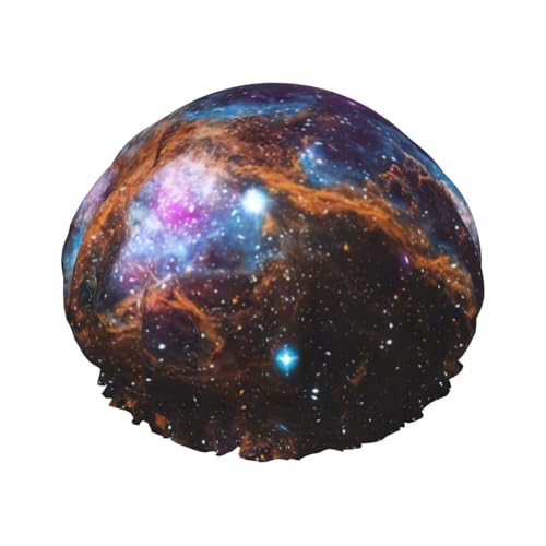 Duschhaube mit Galaxie-Motiv, für Damen und Herren, wiederverwendbar, leicht, weich, mit elastischem Band von HVTTIOR