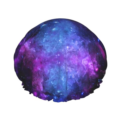 Duschhaube mit Galaxie-Stern-Motiv, für Damen und Herren, wiederverwendbar, leicht, weich, mit elastischem Band von HVTTIOR