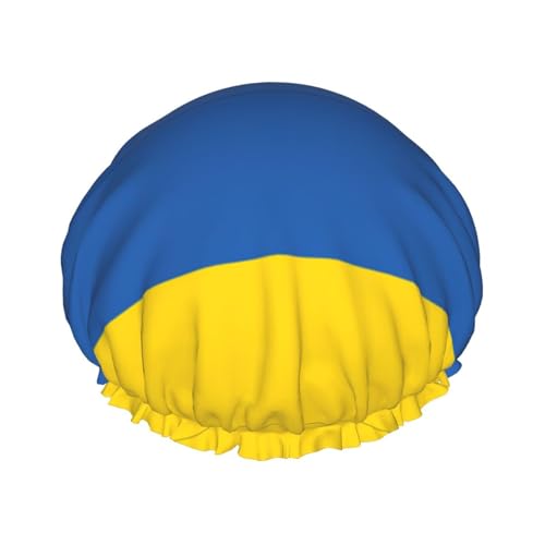 Duschhaube mit Ukraine-Aufdruck für Damen und Herren, wiederverwendbar, leicht, weich, mit elastischem Band von HVTTIOR