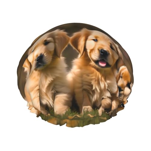 Golden Retriever Duschhaube für Damen und Herren, wiederverwendbar, leicht, weich, mit elastischem Band von HVTTIOR