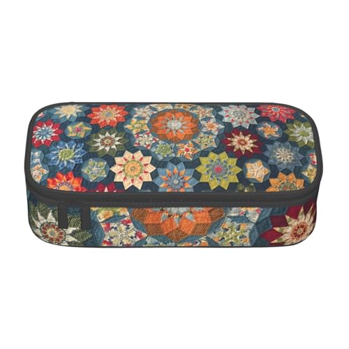HVTTIOR Bohemian Flower Print Essential Large Capacity Pencil Case 8.3 x 2 x 3.7 Inches Functional Bag for Women von HVTTIOR