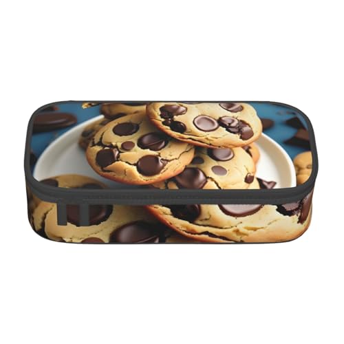 HVTTIOR Cookies Food Federmäppchen mit Schokoladenstückchen und Keksen, großes Fassungsvermögen, 21,6 x 5,1 x 9,4 cm, funktionale Tasche für Damen von HVTTIOR