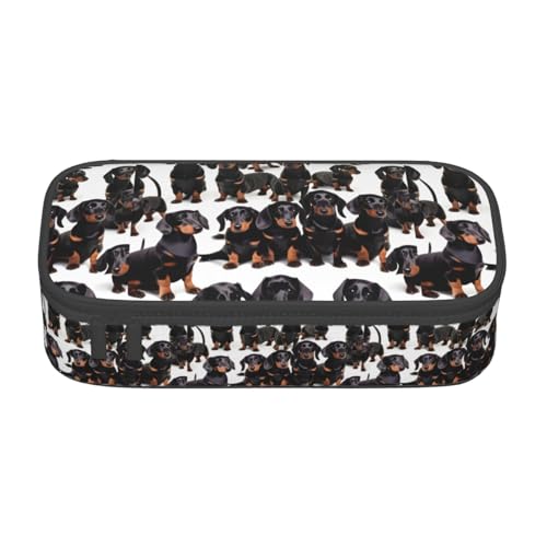 HVTTIOR Dackel Weiner Pet Dog Print Essential Large Capacity Pencil Case 8.3 x 2 x 3.7 Inches Functional Bag for Women von HVTTIOR