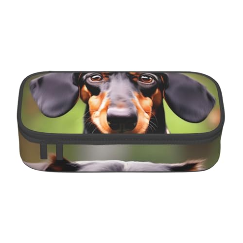 HVTTIOR Dackel Weiner Pet Dogs Print Essential Large Capacity Pencil Case 8.3 x 2 x 3.7 Inches Functional Bag for Women von HVTTIOR