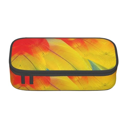 HVTTIOR Fantastisches Federmäppchen mit Papageienfeder-Druck, großes Fassungsvermögen, 21,6 x 5,1 x 9,4 cm, funktionale Tasche für Damen von HVTTIOR