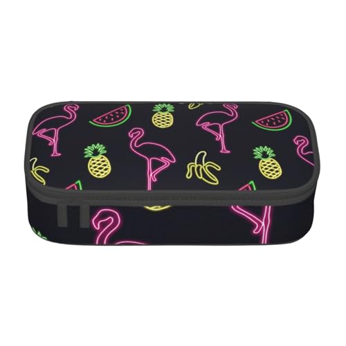 HVTTIOR Federmäppchen, Motiv: Ananas, Banane, Flamingo, großes Fassungsvermögen, 21,6 x 5,1 x 9,4 cm, funktionale Tasche für Damen von HVTTIOR