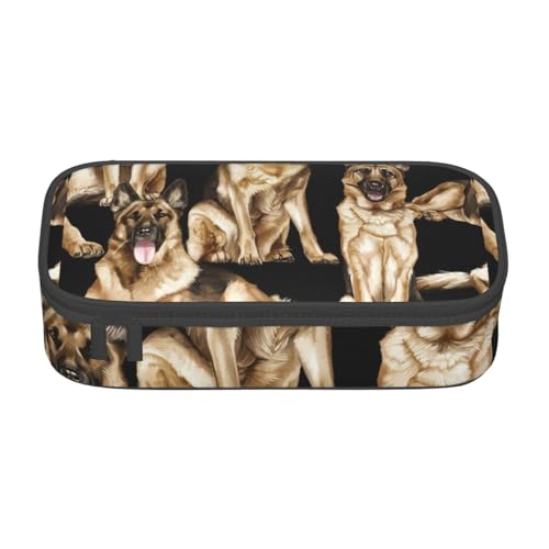 HVTTIOR Federmäppchen, Motiv: Deutscher Schäferhund, großes Fassungsvermögen, 21,6 x 5,1 x 9,4 cm, funktionale Tasche für Damen von HVTTIOR