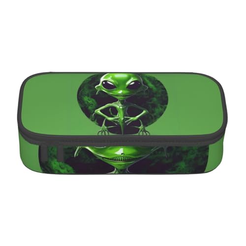 HVTTIOR Federmäppchen mit Alien-Druck, großes Fassungsvermögen, 21,6 x 5,1 x 9,4 cm, funktionale Tasche für Damen von HVTTIOR