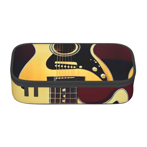 HVTTIOR Federmäppchen mit Aufschrift "Note Guitar Print", großes Fassungsvermögen, 21,6 x 5,1 x 9,4 cm, funktionale Tasche für Damen von HVTTIOR