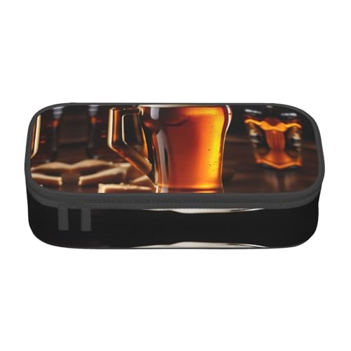 HVTTIOR Federmäppchen mit Bierdruck, großes Fassungsvermögen, 21,6 x 5,1 x 9,4 cm, funktionale Tasche für Damen von HVTTIOR