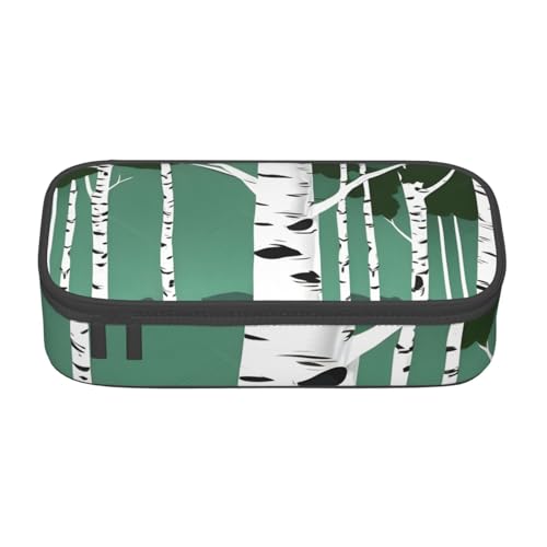 HVTTIOR Federmäppchen mit Birkenbäumen-Aufdruck, großes Fassungsvermögen, 21,6 x 5,1 x 9,4 cm, funktionale Tasche für Damen von HVTTIOR