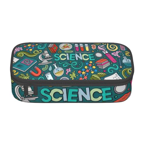 HVTTIOR Federmäppchen mit Cartoon-Wissenschaftsthema, großes Fassungsvermögen, 21,6 x 5,1 x 9,4 cm, funktionale Tasche für Damen von HVTTIOR