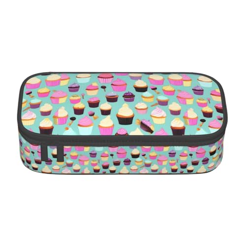 HVTTIOR Federmäppchen mit Cupcake-Motiv, großes Fassungsvermögen, 21,6 x 5,1 x 9,4 cm, funktionale Tasche für Damen von HVTTIOR