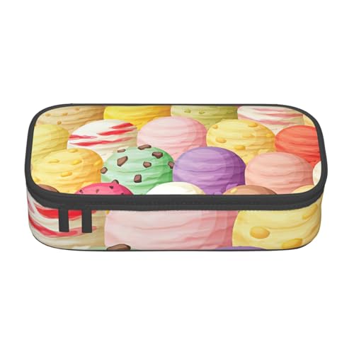 HVTTIOR Federmäppchen mit Eiscreme-Aufdruck, großes Fassungsvermögen, 21,6 x 5,1 x 9,4 cm, funktionale Tasche für Damen von HVTTIOR