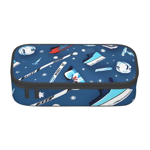 HVTTIOR Federmäppchen mit Eishockey-Aufdruck, großes Fassungsvermögen, 21,6 x 5,1 x 9,4 cm, funktionale Tasche für Damen von HVTTIOR