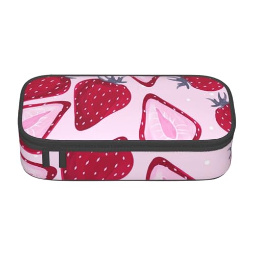 HVTTIOR Federmäppchen mit Erdbeermuster, großes Fassungsvermögen, 21,6 x 5,1 x 9,4 cm, funktionale Tasche für Damen von HVTTIOR