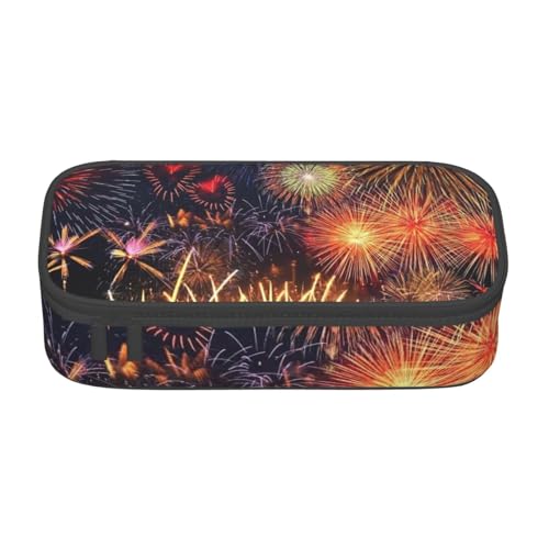 HVTTIOR Federmäppchen mit Feuerwerk-Aufdruck, großes Fassungsvermögen, 21,6 x 5,1 x 9,4 cm, funktionale Tasche für Damen von HVTTIOR