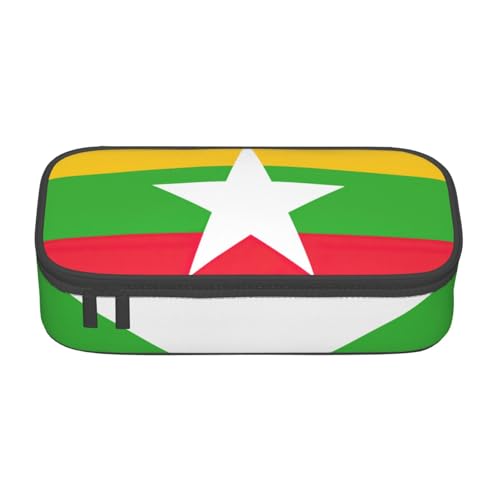 HVTTIOR Federmäppchen mit Flagge von Myanmar, großes Fassungsvermögen, 21,6 x 5,1 x 9,4 cm, funktionale Tasche für Damen von HVTTIOR