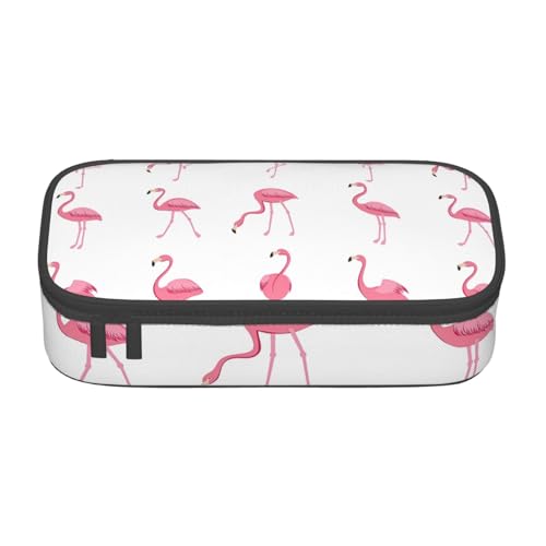 HVTTIOR Federmäppchen mit Flamingos auf weißem Druck, großes Fassungsvermögen, 21,6 x 5,1 x 9,4 cm, funktionale Tasche für Damen von HVTTIOR