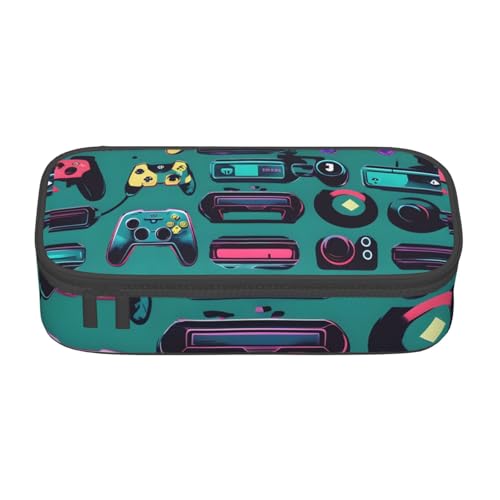 HVTTIOR Federmäppchen mit Gaming-Controller-Muster, großes Fassungsvermögen, 21,6 x 5,1 x 9,4 cm, funktionale Tasche für Damen von HVTTIOR